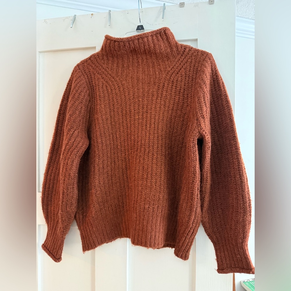 Madewell Loretto Mockneck Heather Cinnabar Sweater, Size Small